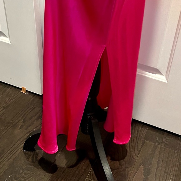 Zara Draped Camisole Midi Slip Dress in Barbie Hot Pink - Picture 12 of 16